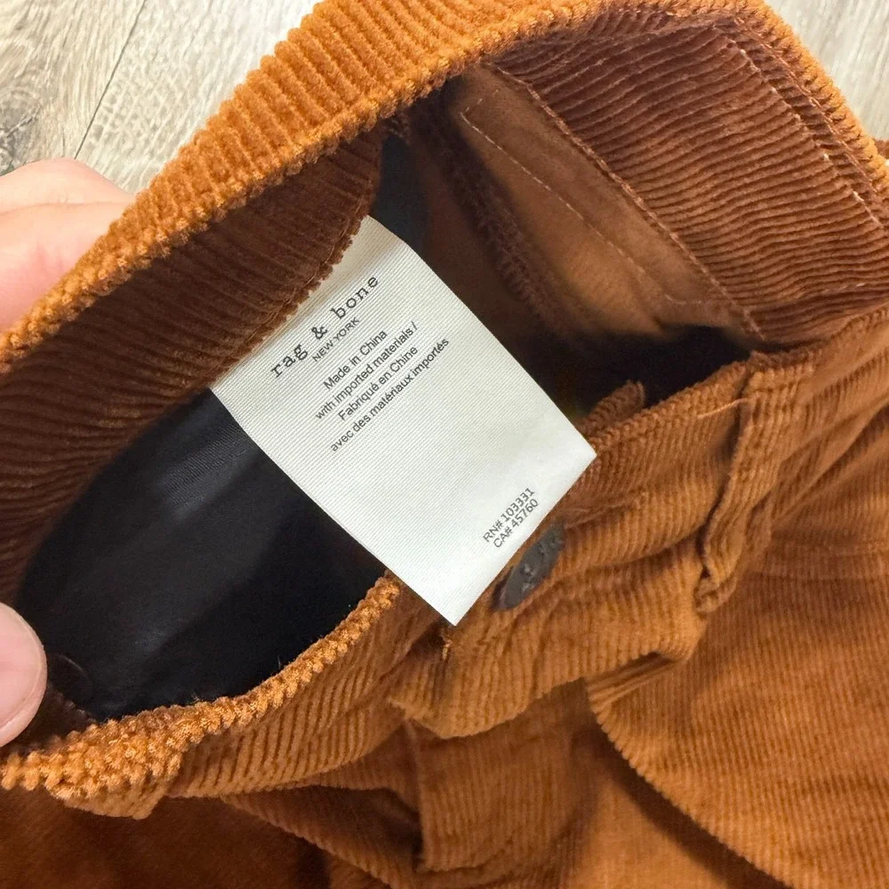 Rag & Bone Peyton Cord Mid Rise Boot Cut Corduroy Pants Size 28 Brown